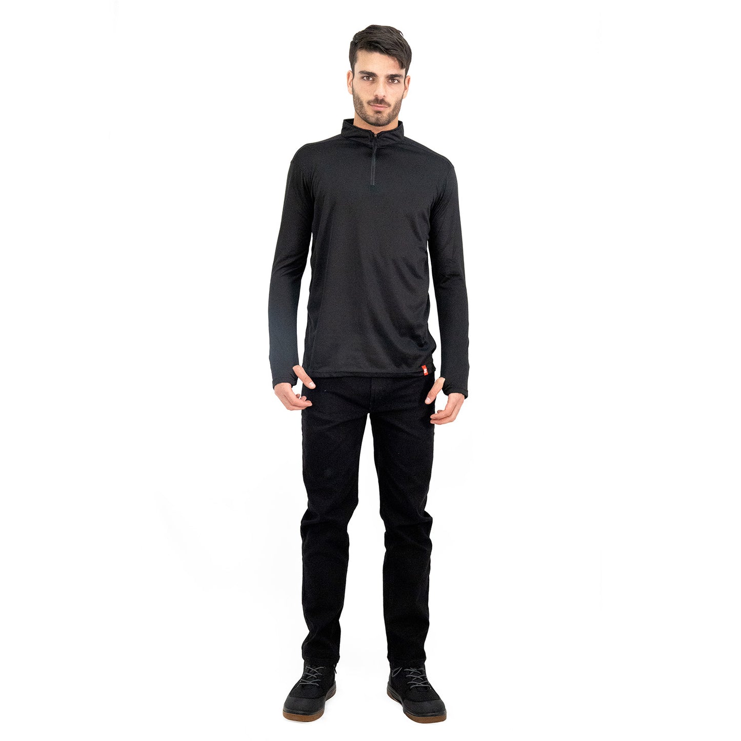 Polera Quebec Half-Zip Negro Hombre