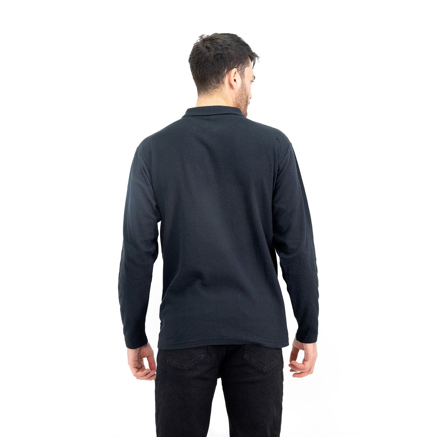 Polera Pique Quebec Manga larga Negro Hombre