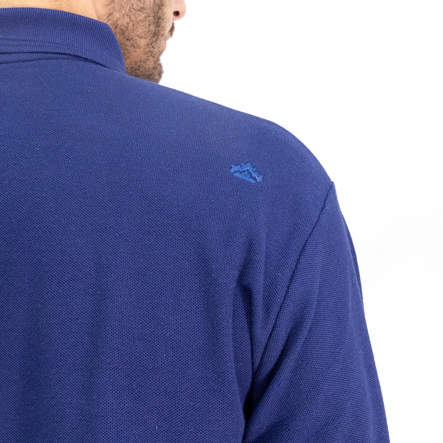 Polera Pique Quebec Manga larga Azul Hombre