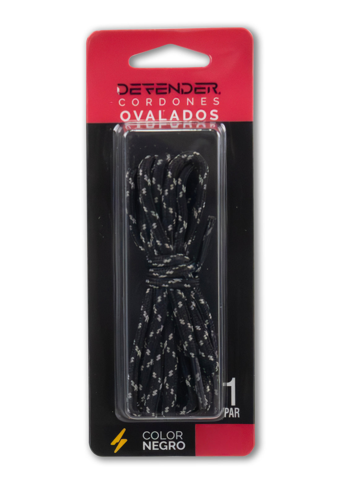 Cordones Defender Ovalado Negro Medium