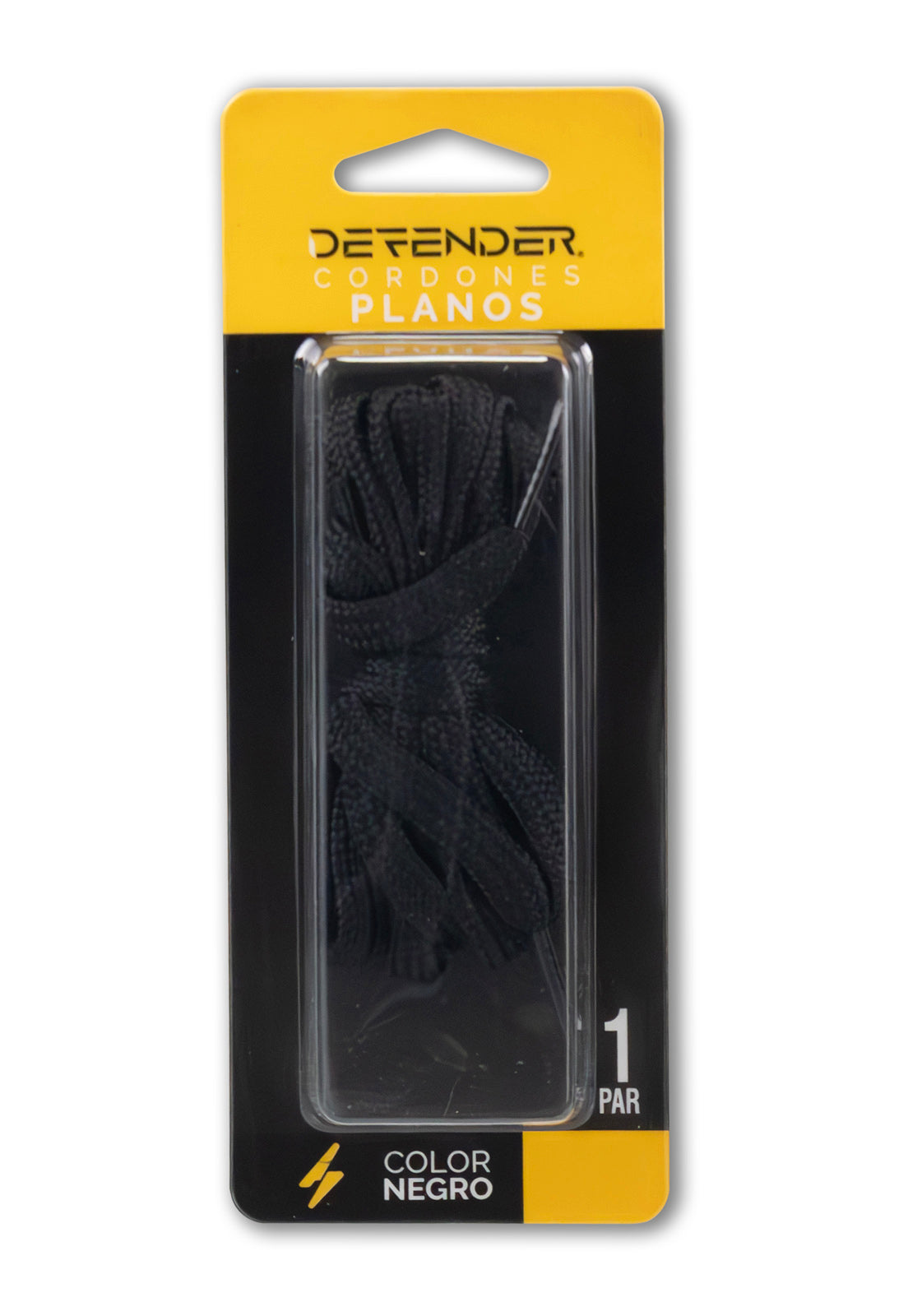 Cordones Defender Plano Negro Medium