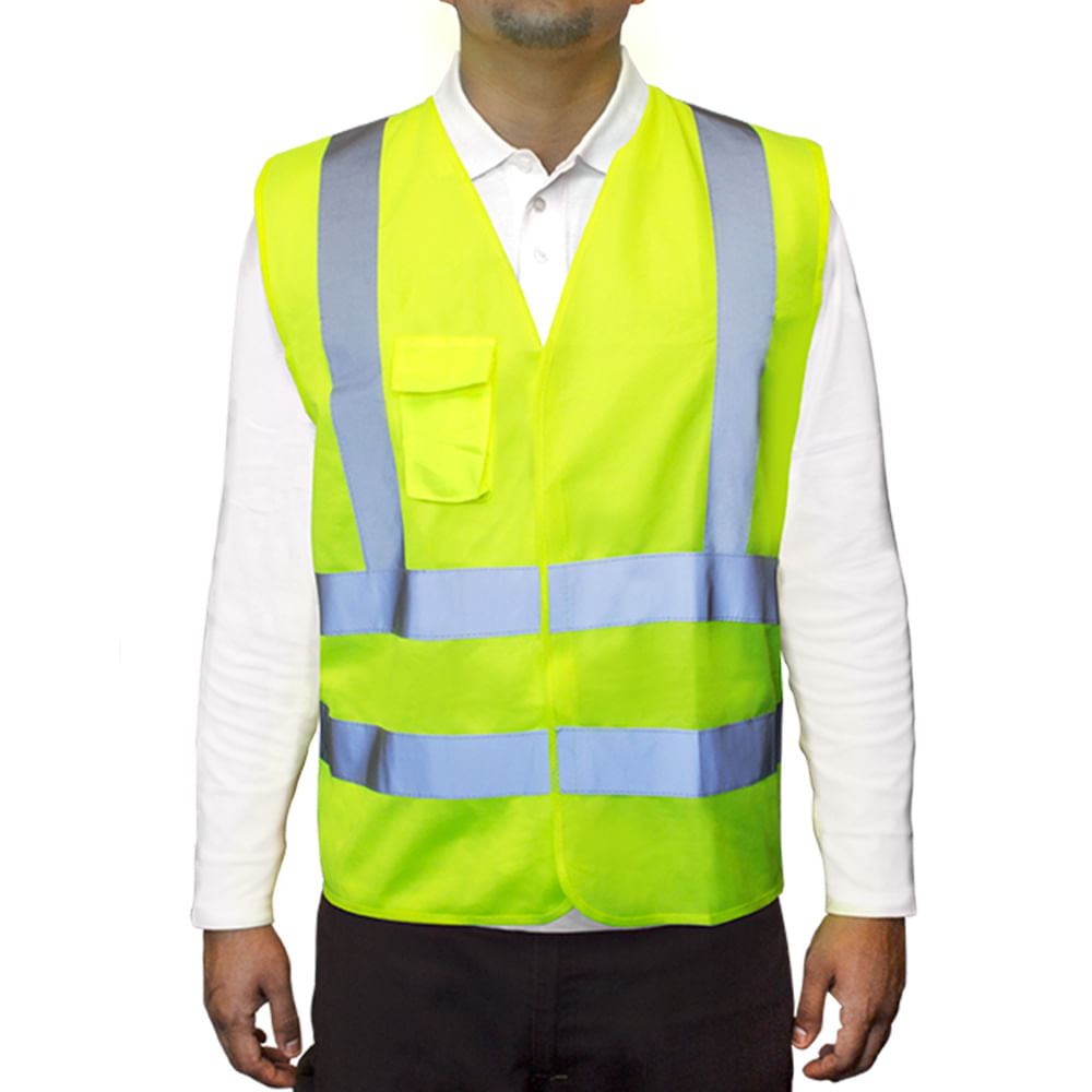 Chaleco Reflectivo Amarillo 4 Cintas Certificado Clase II EN20471 - Tamaño Único
