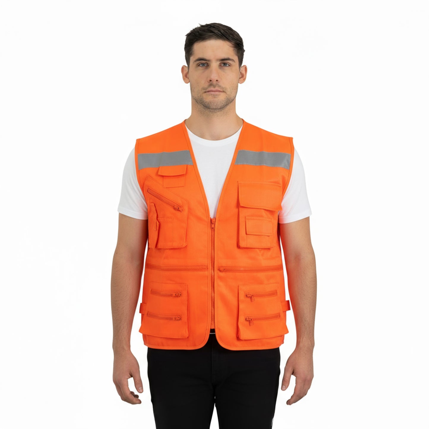 Chaleco Geólogo Gabardina con Cinta Naranjo