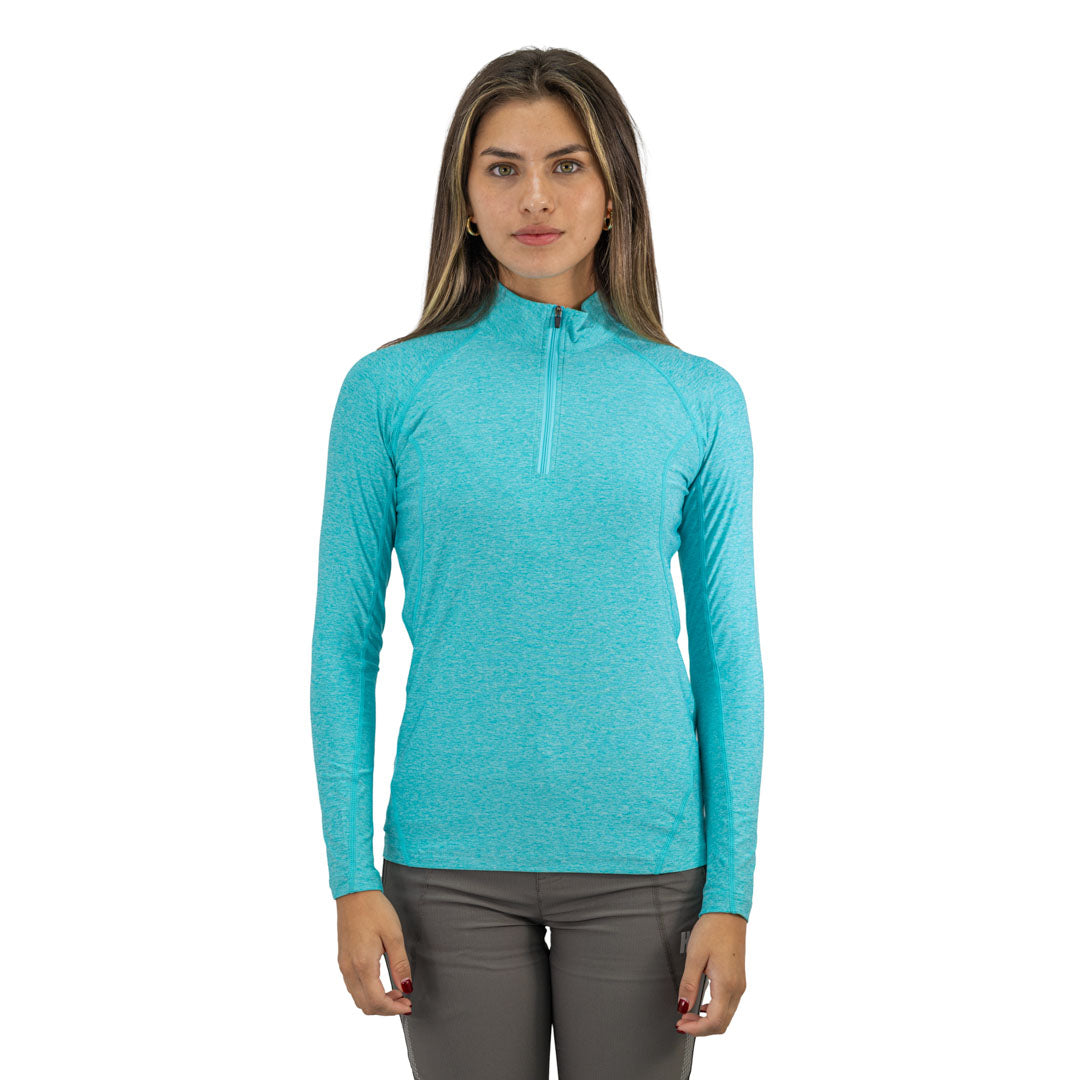 Polera Dry Fit Hw Manga Larga Mujer Turquesa