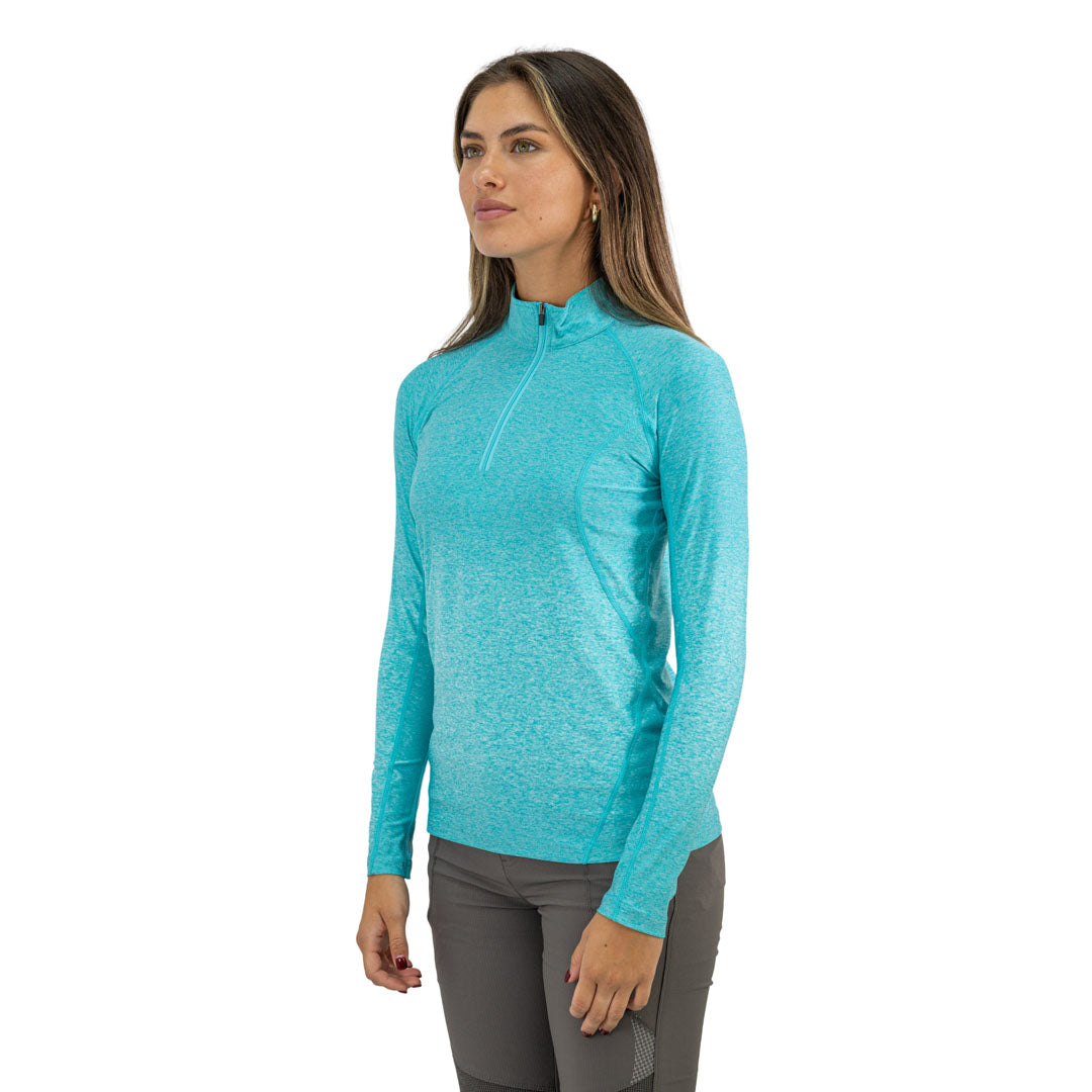 Polera Dry Fit Hw Manga Larga Mujer Turquesa